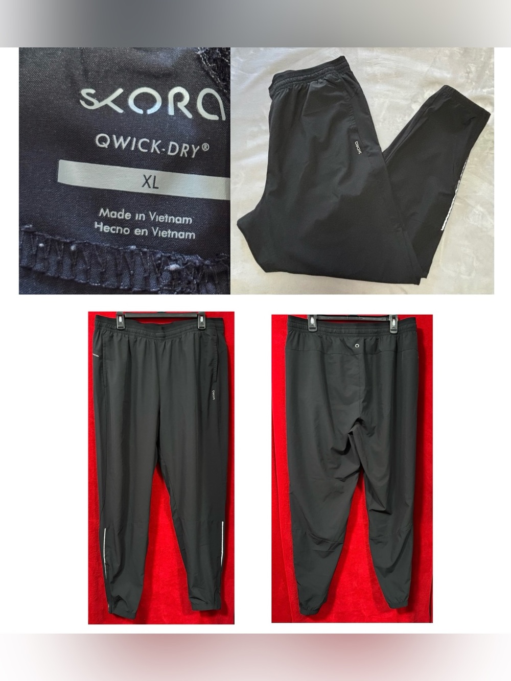 SKORA Men's Qwick-Dry Running Track Jogger Pants Black Size XL